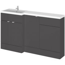 Vasari - Hudson Reed Fusion Gloss Grey 1500mm Full Depth Combination Vanity, Toilet and Storage Unit with Left Hand Basin - CBI915