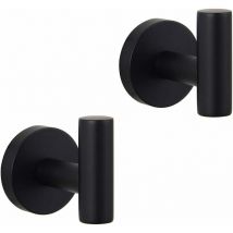 Bathroom Matte Black Coat Hook sus 304 Stainless Steel Single Towel/Robe Clothes Hook for Bath Kitchen Contemporary Hotel Style Wall Mounted 2 Pack