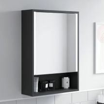 Bathroom Mirror Cabinet led Wall Mounted 700x500mm Black Demister Shaver Storage