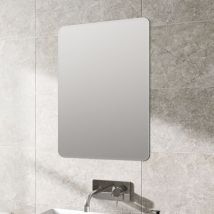 Bathroom Frameless Wall Mounted Mirror Bevelled 500 x 700mm Rectangular - Silver