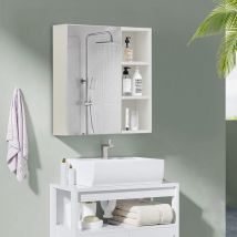 Bathroom Cabinet with Mirror Single Door Mirrored Bathroom Cabinet with Adjustable Layer and 2 Shelves Wall Mounted Bathroom Storage Cupboard