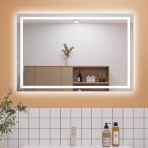 Aica Sanitaire - 1500x800mm Bathroom Mirror with led Lights, Anti Fog Touch Sensor Switch Wall Mounted IP44 Waterproof and Dustproof - White