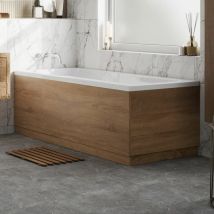 Vitusso - Bathroom Modern 1700mm Front Side Panel For Straight Bath Plinth Oak Finish