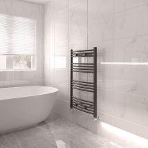 NRG - Bathroom Mordern Heated Towel Rail Radiator Central Heating Ladder Warmer 1000x600mm Anthracite Curved