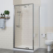 NRG - Bathroom Pivot Shower Door Enclosure Cubicle Reversible Screen with Side Panel 1000 x 800mm