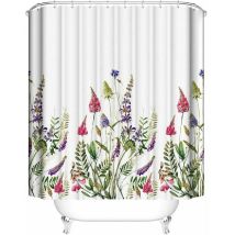 Bathroom Shower Curtains, Mildew Proof Waterproof Shower Curtains With 12 Hook Set, 72 '' X 72 '' White / Lavender