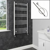 Duratherm Dual Fuel Heated Towel Rail Chrome Manual Designer Curved Electric 1200 x 600mm