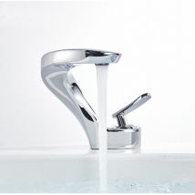 Suguword - Bathroom sink faucet curved single rod mixer Bathroom sink faucet chrome plated hot and cold water solid brass