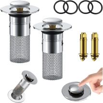 Bathroom Sink Stopper Hair Catcher, Pop Up Sink Drain Filter with Removable Stainless Steel Filter Basket Hair Catcher, Bathroom Sink Drain Strainer,