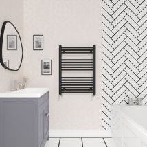 NRG - Bathroom Straight Heated Towel Rail Radiator Ladder Warmer Heating Black 800x600mm