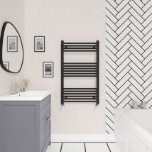 Bathroom Straight Heated Towel Rail Radiator Ladder Warmer Heating Black 1000x600mm