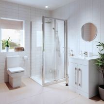Bathroom Suite Bifold Shower Enclosure Vanity Unit Basin Sink Toilet wc 900mm