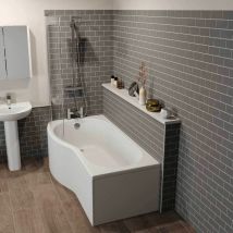 Affine - Bathroom Suite p Shaped lh Shower Bath Screen Bath Panel 1700 - White