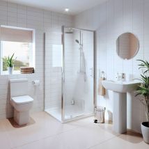 Affine - Bathroom Suite Pivot Shower Enclosure Basin Sink Pedestal Toilet wc 760mm White - White