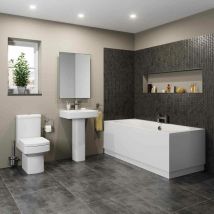 Aquari - Bathroom Suite Toilet Basin Full Pedestal Double Ended 1700 Bath