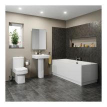 Affine - Bathroom Suite Toilet Basin Sink Full Pedestal 1700 mm Double Ended Bath Modern