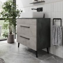 Vitusso - Bathroom Vanity Unit Basin Sink Cabinet Storage Soft Close Drawer Grey 800mm