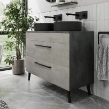 Vitusso - Bathroom Vanity Unit Double Basin Sink Cabinet Drawer Soft Close Grey 1000mm