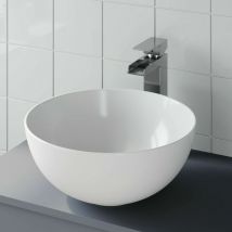 Aquari - Bathroom Cloakroom Vanity Countertop Wash Basin Sink White Gloss Modern 360x360mm Curved Round - White