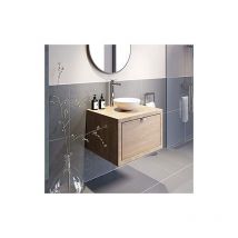 Vitusso - Bathroom Oak Wall Hung Vanity Unit and Basin Sink Cabinet Storage 600mm with 280mm Round White Basin