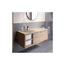 Vitusso - Bathroom Oak Wall Hung Vanity Unit Cabinet Storage Unit 1100mm Shelving Unit