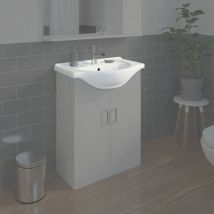 Bathroom wc Basin 650mm Compact Sink Single Tap Hole White basin only - White