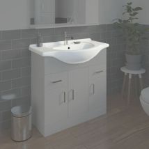 Bathroom wc Basin 850mm Compact Sink Single Tap Hole White basin only - White