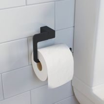 Aquari - Bathroom wc Toilet Roll Holder Black Square Wall Mounted Stylish Modern - Black