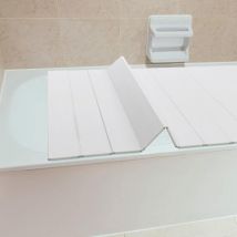 Cncest - Bathtub Cover Folding Bath Tray Bath Cover pvc Bath Caddy Tray White Dust Bath Board Shower Seal Strip Bathtub Insulation Lid for Home