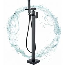 Bathtub Faucet Freestanding Floor-Mount Bathtub Single-lever Cascade Faucet Bathtub with Handheld Sprayer Black