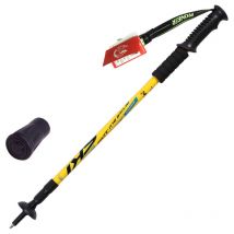 Bâton de marche anti-chox à 3 sections - Télescopique - Réglable - Ultraléger - Couleur : Jaune