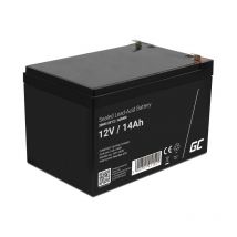 Green Cell AGM AGM08 12V 14 Ah VRLA Lead Acid Battery, Gel Battery, Cycle Proof, Electric Toy, Alarm, Emergency Power, for Children, Black