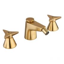 Mamoli - Mezclador de bidé de 3 orificios con tapón de desagüe de 1'1/4 en acabado latón cepillado Gio Ponti 55100000005G Latón cepillado