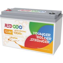 Batterie Lithium 12V100Ah Rechargeable LiFePO4, Auto-Chauffage 100A bms intégré, 4000+ Cycles profonds, pour Bateaux, Camping-Cars, caravane,