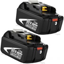 Batterie ,2X 5,5A BL1860B pour Makita 18V Batterie de Remplacement pour Makita Batterie BL1860 BL1850B BL1850 BL1840 BL1845 BL1835 BL1830 BL1815