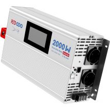2000W Onduleur sinusoïdal pur, convertisseur de tension 12V dc à 220V-240V ac, 2 sorties ac, écran lcd, pour système d'énergie solaire hors réseau,