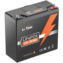 Batterie au lithium LiFePO4 12V 20Ah à décharge lente, 256Wh, bms 20A, 4000+ cycles & durée de vie de 10 ans, pour detecteur de poisson, bateau,