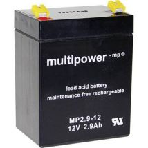 Batterie Au Plomb 12 V 2.9 Ah Multipower Mp2,9-12 Plomb (agm) (l X H X P) 79 X 107 X 56 Mm Cosses Plates 4,8 Mm Sans Entretien, Auto-décharge Réduit 