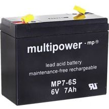 Batterie Au Plomb 6 V 7 Ah Multipower Mp7-6s Plomb (agm) (l X H X P) 116 X 99 X 50 Mm Cosses Plates 4,8 Mm Sans Entretien, Auto-décharge Réduite 
