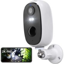 Batterie de caméra de surveillance extérieure Iegeek 2K 3mp, batterie extérieure de caméra wlan avec carte sd 64gb, vision nocturne couleur 10m,