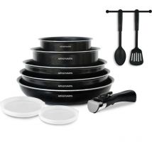 Batterie de cuisine 10 pieces Arthur Martin Aluminium - Tous feux sauf induction - Noir