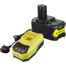 Pdstation - Batterie De Rechange 5,0 Ah Pour Ryobi 18 V Et Chargeur P117, Compatible Avec Les Batteries Ryobi 18 V One+ Rb18l25, Rb18l50, P108, P107, 