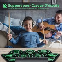 Maisonchic - Batterie Electronique Portable 9 Pads Fonction midi 2 Haut-parleurs Stéréo 2 Pédales 2 Baguettes 7 Tythmes et 4 Morceaux CW6791 Maison