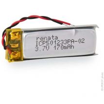Swatch Group - Batterie Li-Po 1S1P ICP501233PA + pcm UN38.3 3.7V 175mAh fils - Renata