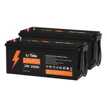 Batterie Lithium LiFePO4 24V 100Ah ,batterie solaire et éolienne stockage avec panneau solaire, Parfaite pour Camping-Car, Bateau, Moteur de Traîne