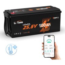 Batterie 24V 100Ah Lithium LiFePO4 Bluetooth, Protection à basse Température pour Camping-car, Moteur Hors-bord Électrique, kit de Panneau solaire,