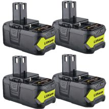 Batterie lithium-ion de remplacement Pdstation 8,0 Ah 18 v pour Ryobi P108, P102, P103, P104, P105, P107, P109, lot de 4