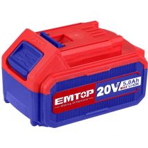 Batterie lithium-ion emtop 20v de puissance 5.0ah compatible avec multi outils p20s