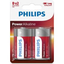 Pile alkaline philips d - lr20 1,5v (emballage 2 piles) ø34,2x61,5mm