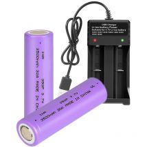 Bsioff - Batterie Rechargeable 2x18650 2200mAh,Livré avec un chargeur